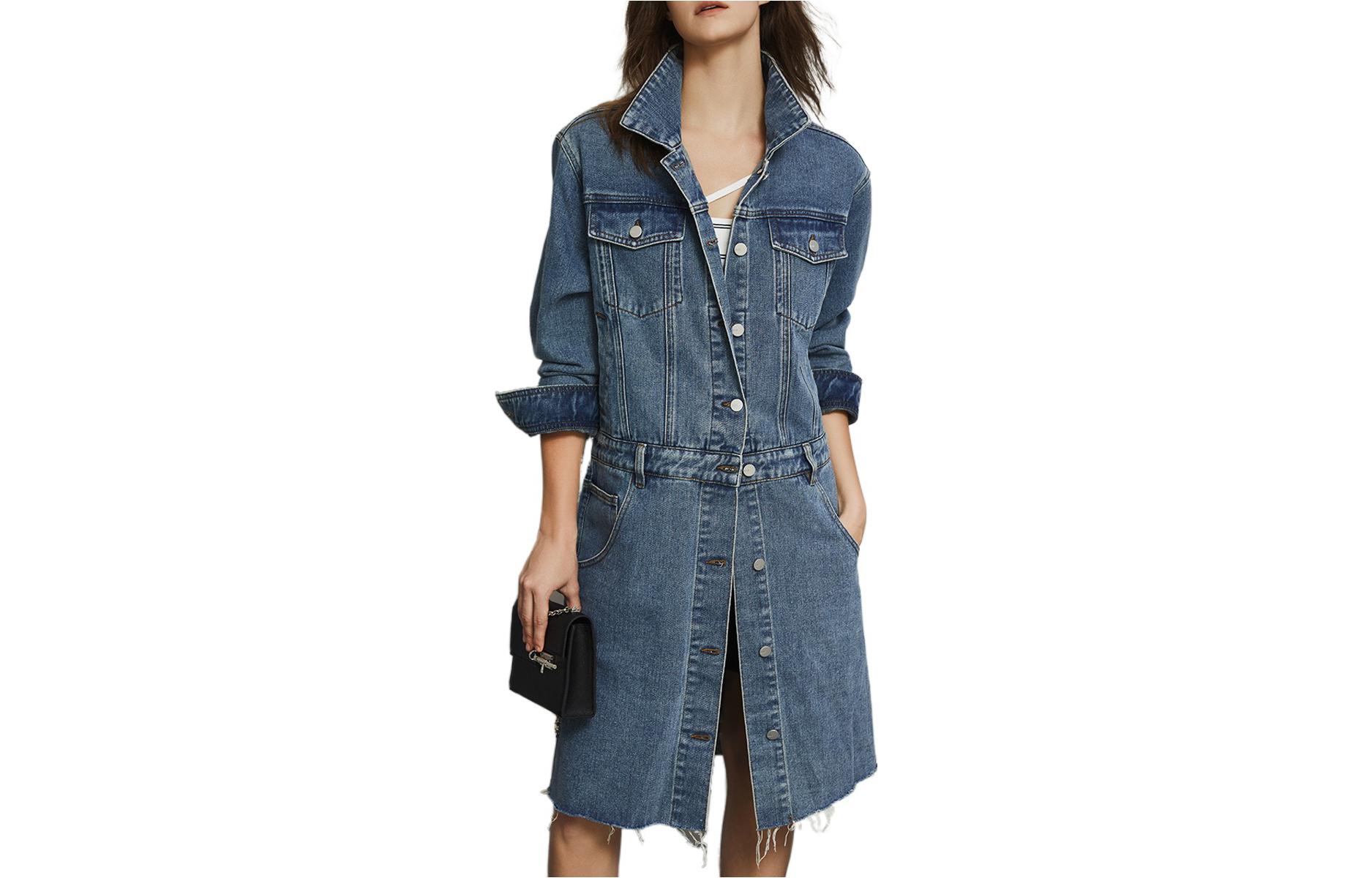 

ELLE Джинсовая длинная юбка для женщин, Denim Blue, средняя длина