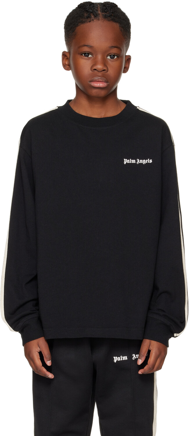 

Детская черная футболка для легкой атлетики Palm Angels, Black/Off-white