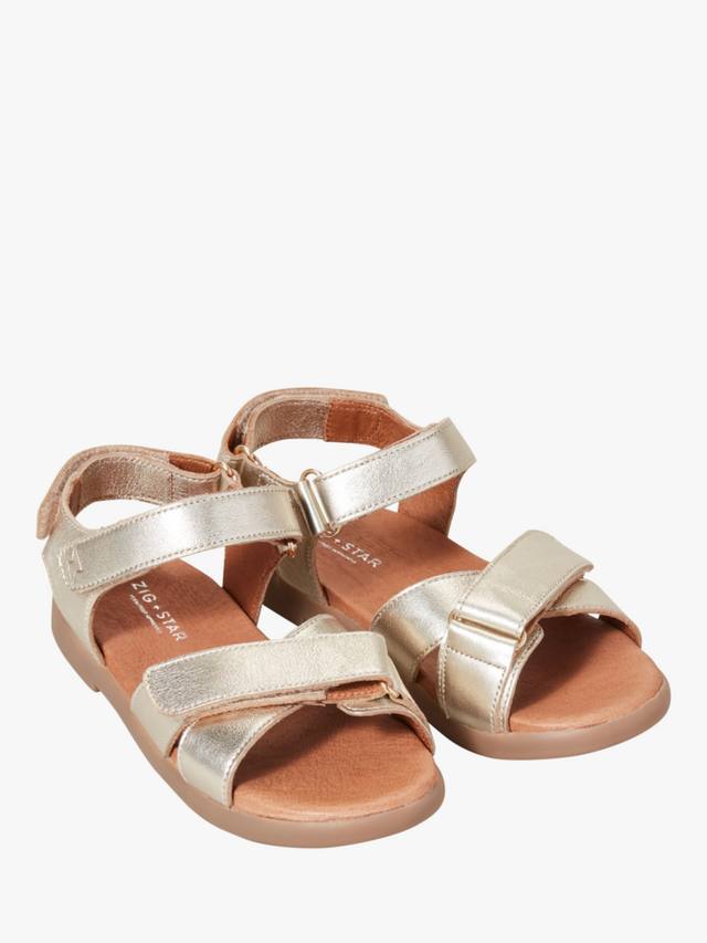 Детские сандалии Rae Leather с перекрестными ремешками Zig+Star, Gold — фото 2