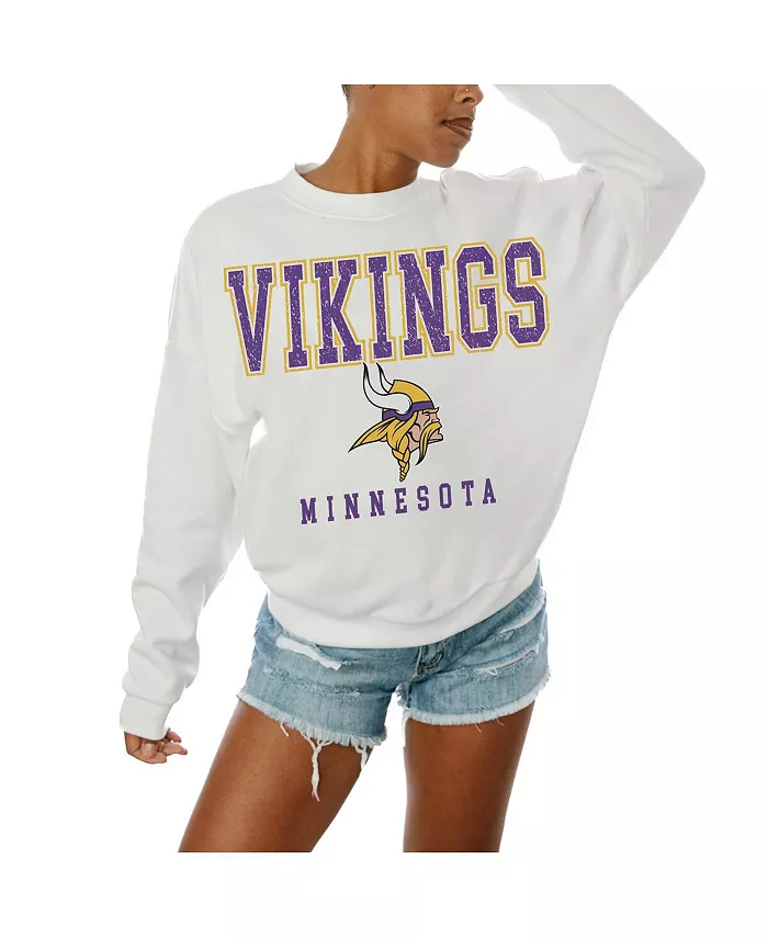 

Женская белая толстовка свободного кроя с круглым вырезом Minnesota Vikings Sunday Drives Gameday Couture