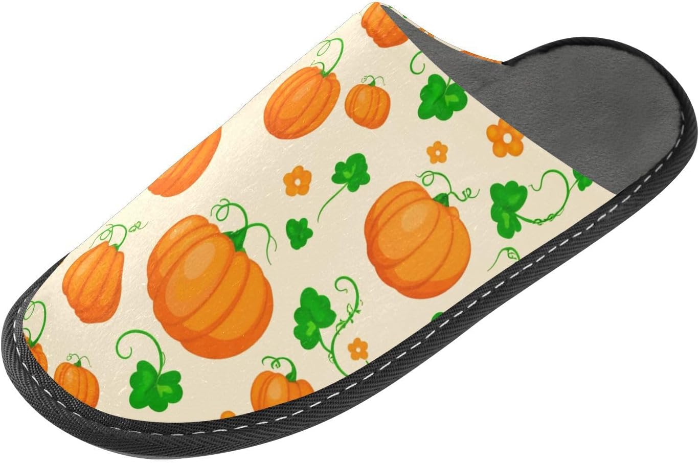 

FRMG Тапочки с цветами тыквы на День благодарения, желтые, с пушистой текстурой, подошва из ПВХ, удобные для дома и улицы A2304596