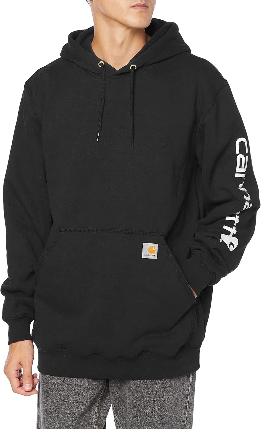 

Мужская толстовка Carhartt с капюшоном и логотипом на рукаве, черный