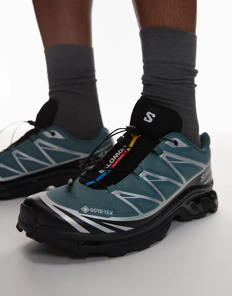 Кроссовки Salomon XT-6 GTX в североатлантическом зеленом и серебристом цветах — фото 4