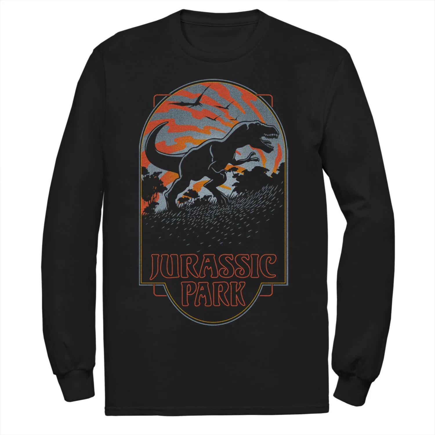 

Мужская футболка T Rex Silhouette в тон с закатом Jurassic Park, черный