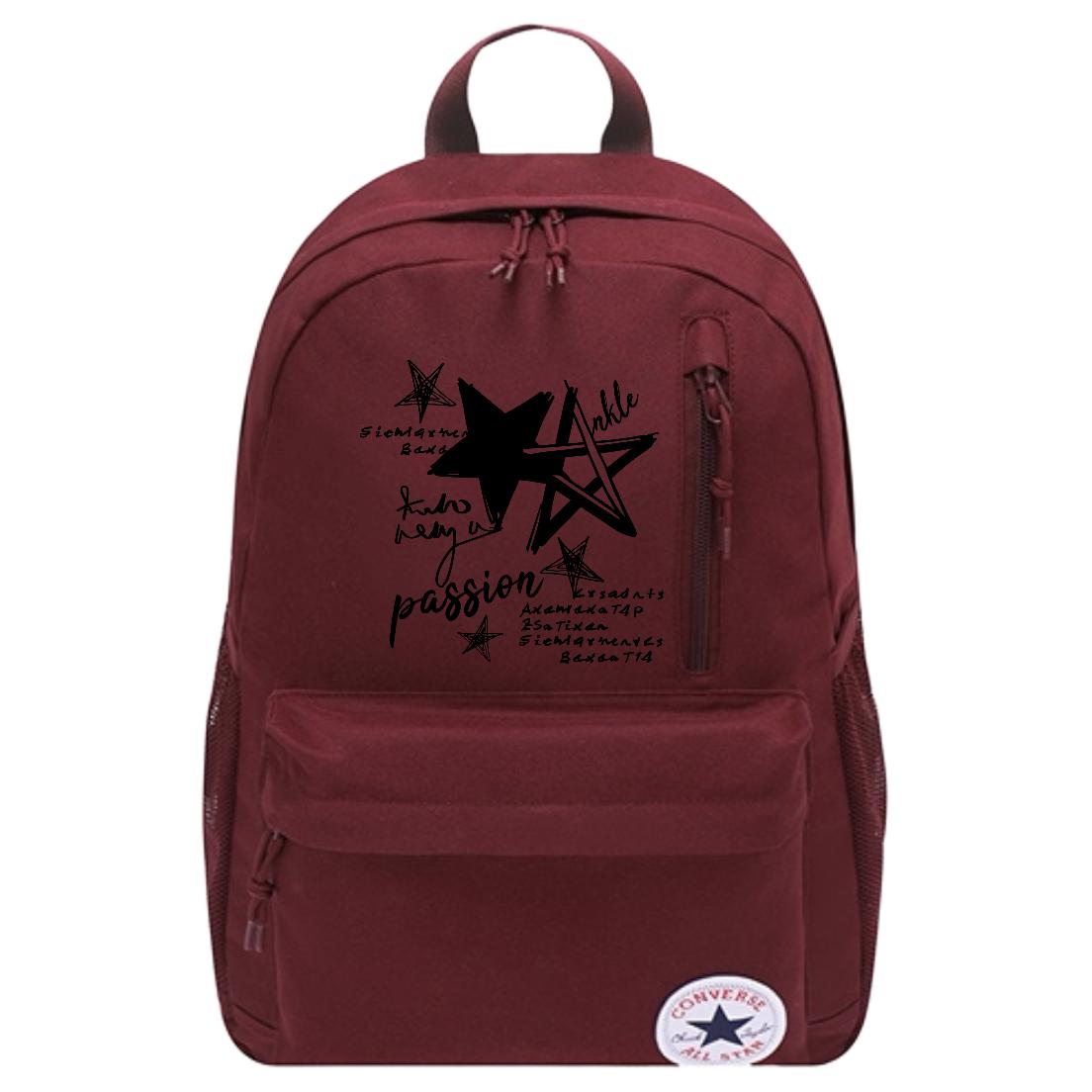 

Converse Полиэстеровый рюкзак средний размер унисекс портвейново-красный, Five-Pointed Star Graffiti