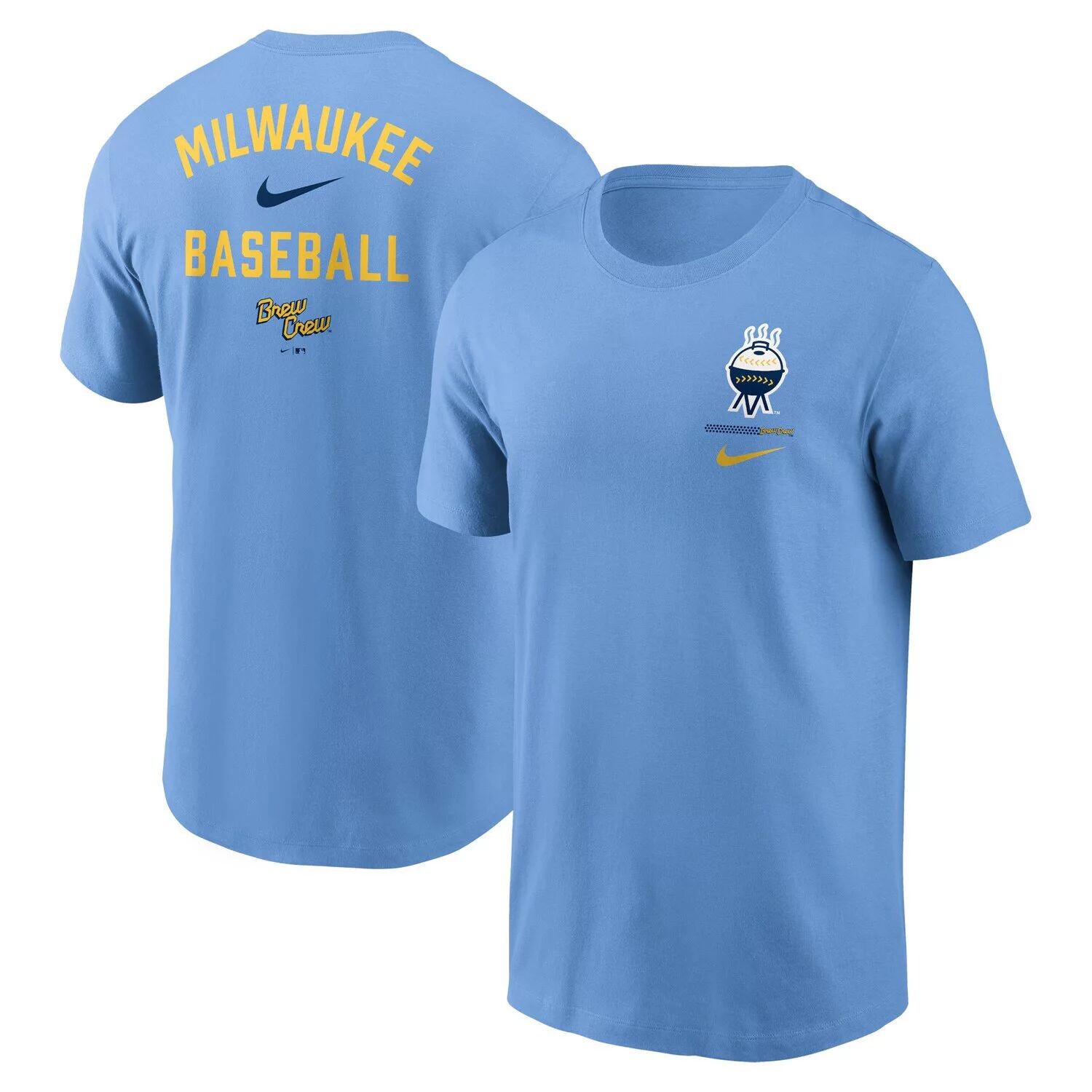 Мужская голубая футболка Milwaukee Brewers City Connect 2-Hit Nike