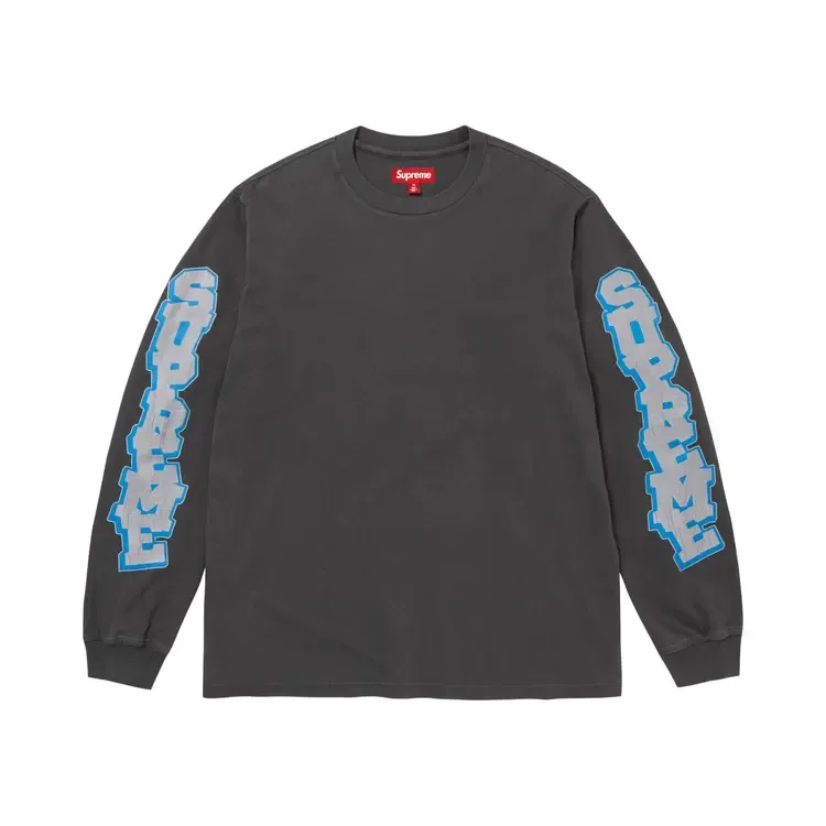 Футболка с длинными рукавами Supreme Cracked Sleeve Long-Sleepe Top 'Washed Black'