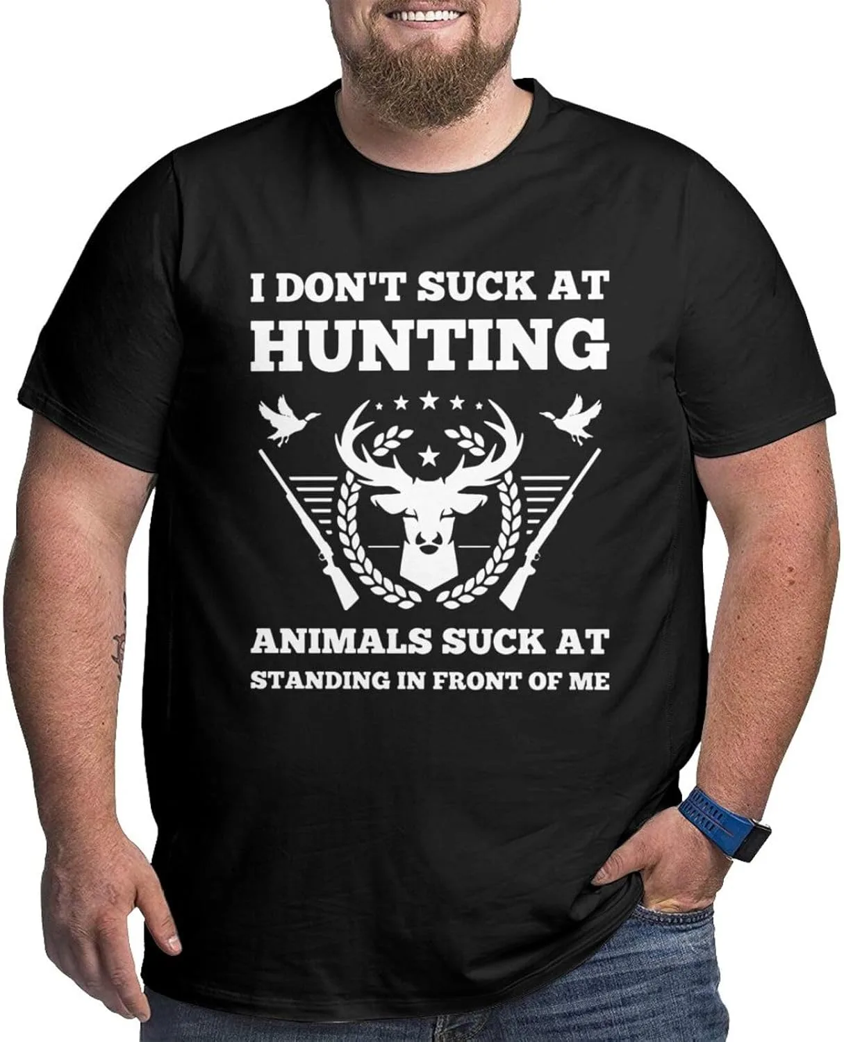 Футболка I Don't Suck at Hunting, летняя, классическая, короткий рукав, oversize