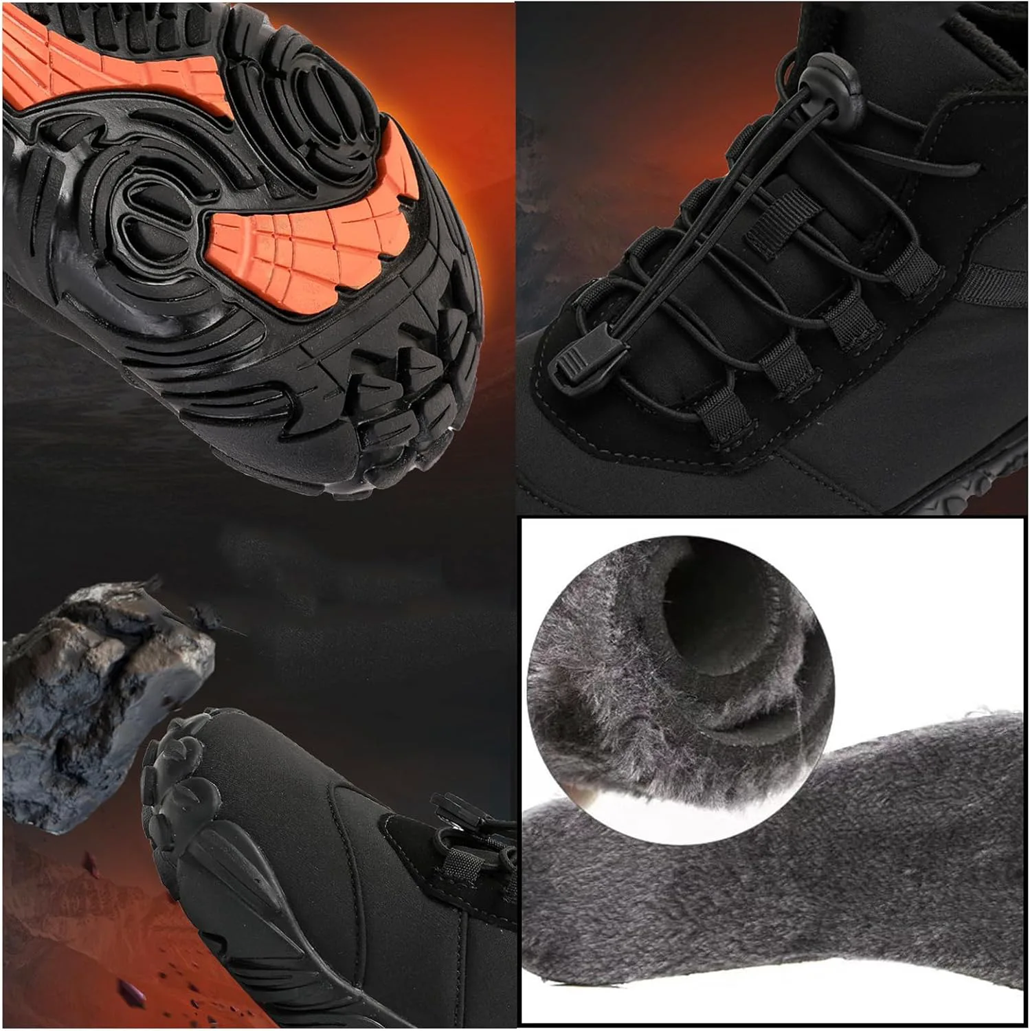 

Мужские ботинки Runscbk с плюшевой широкой носовой частью, обувь для босых ног, водонепроницаемые снежные ботинки на шнуровке, повседневные, противоскользящие, легкие походные ботинки, синий