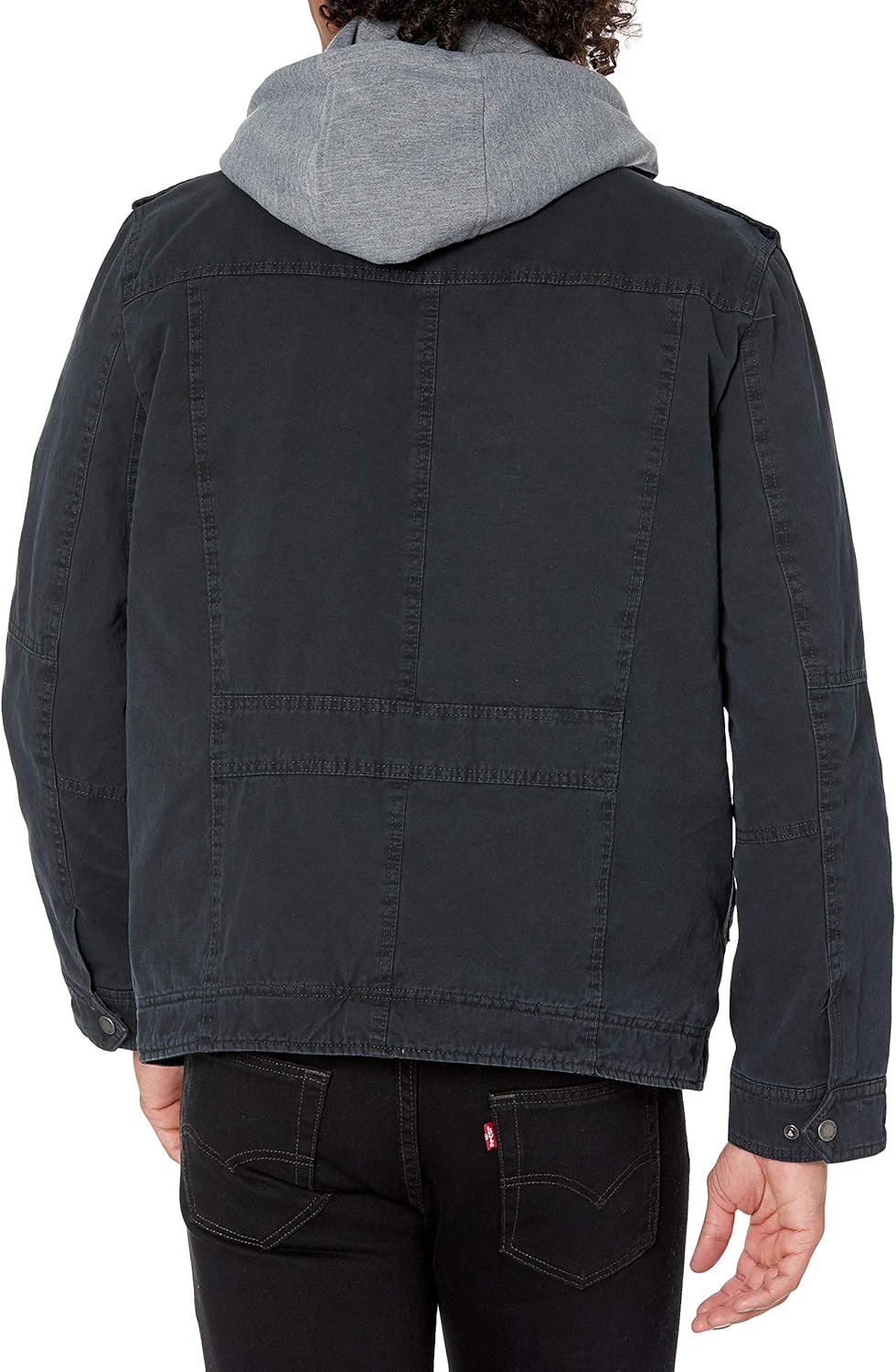 Мужская военная куртка Levi's из стираного хлопка с капюшоном (стандартные размеры, большие и высокие), Navy/Quilted Lining — фото 3