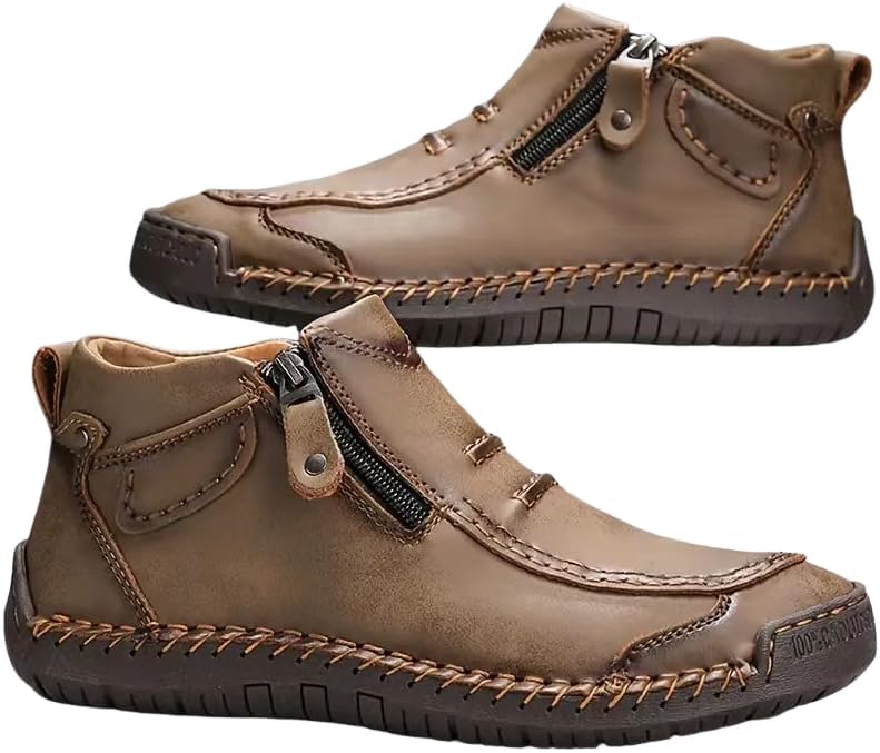 

Кожаные ботильоны ручной работы, модный стиль, боковая молния, доступны в черном, белом и коричневом цветах, удобная повседневная обувь для прогулок Generic