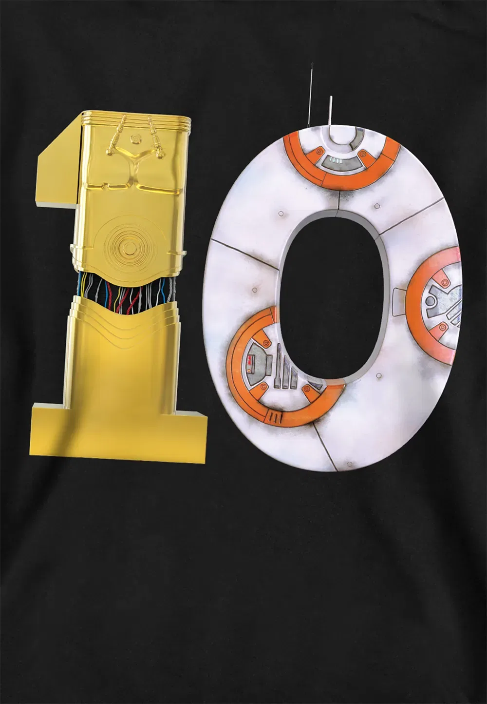 Детская худи Star Wars C3Po Bb8, черная, Disney, черный — фото 2