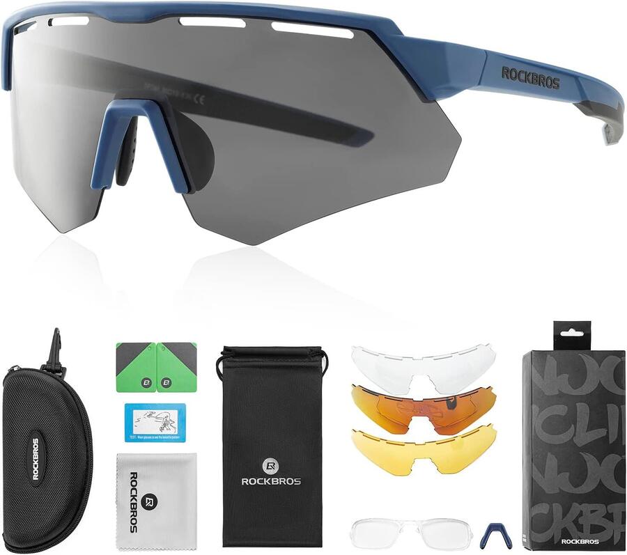

ROCKBROS Поляризованные солнцезащитные очки с 4 сменными линзами
