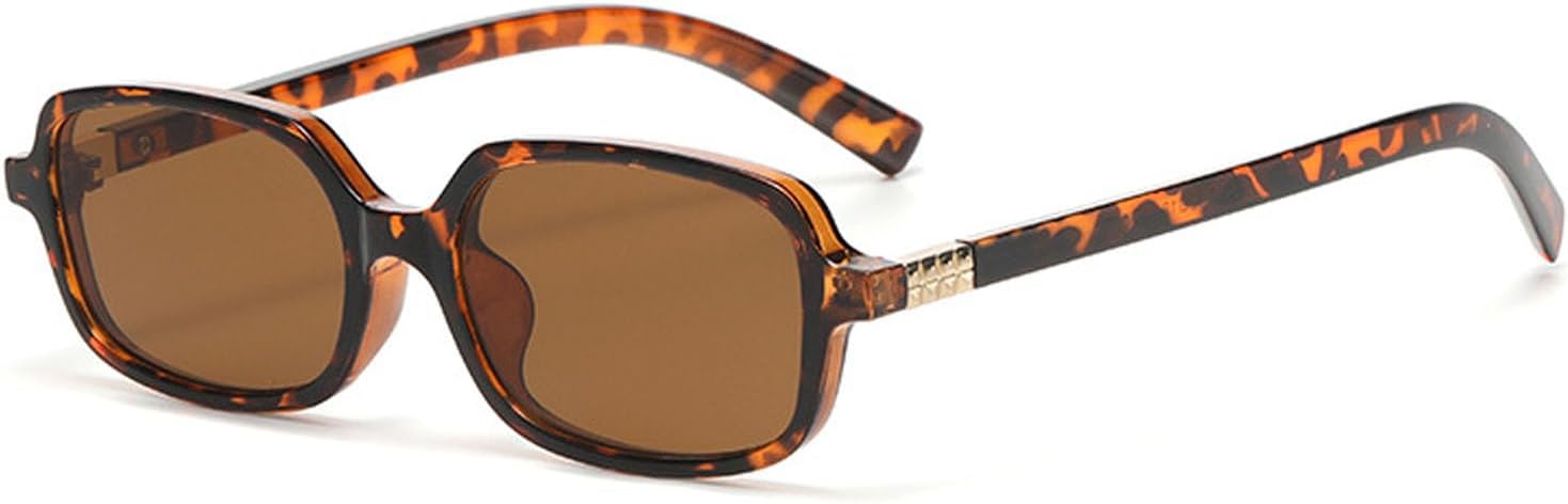 

Ретро прямоугольные солнцезащитные очки для женщин, модные, маленькие, узкие, в стиле 90-х, винтажные, для рейв-вечеринок, прямоугольные солнцезащитные очки для женщин и мужчин REELORATTA, Tortoise Frame Brown Lens