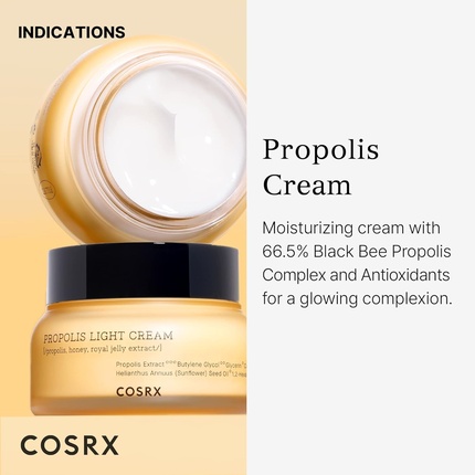 Крем для лица Cosrx — Full Fit Propolis Light Cream увлажняющий корейский уход за кожей без парабенов, 65 мл — фото 2