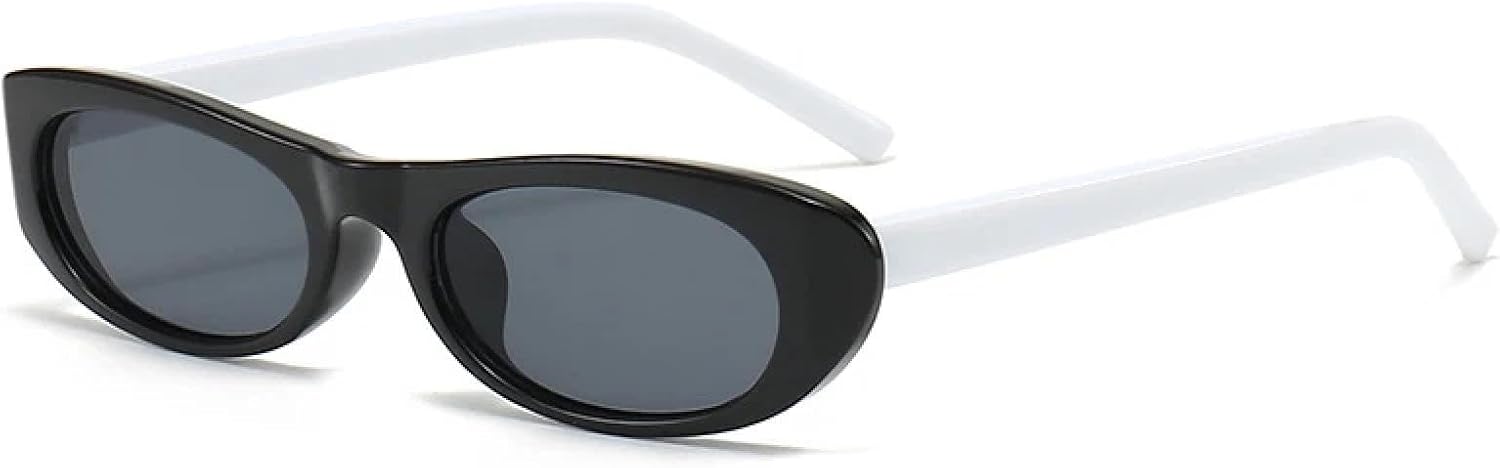 

Женские ретро-солнцезащитные очки овальной формы, черные, маленькая оправа, модные, стильные, солнцезащитные очки с защитой от УФ-излучения UV400 TKKTLLT, Black White Black