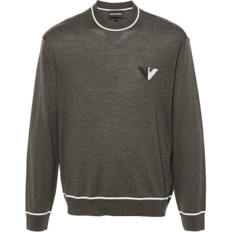 

Свитер с логотипом жаккард EMPORIO ARMANI, серо-зеленый
