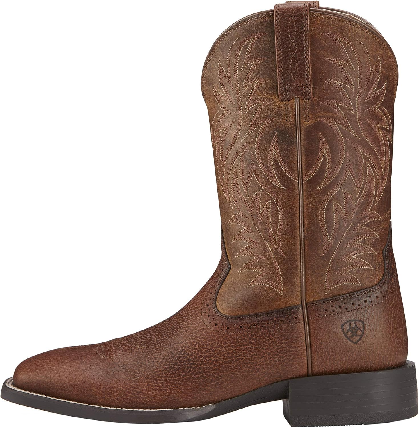 Мужские сапоги Ariat Arena Rebound Western с широким квадратным носком из кожи, Fiddle Brown/Powder Brown — фото 2