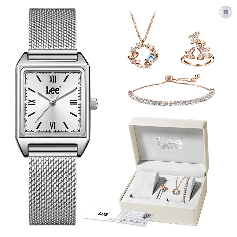 

Lee Женские часы кварцевый механизм стальной браслет серебристый циферблат праздничная классика парный подарок подарочная коробка