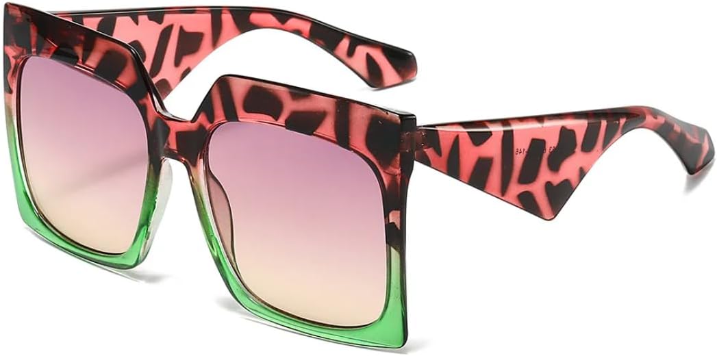 

Солнцезащитные очки для мужчин и женщин - защита UV400 - увеличенная оправа с леопардовым принтом и градиентными линзами для занятий спортом на открытом воздухе и вождения DSVIGF, Pink