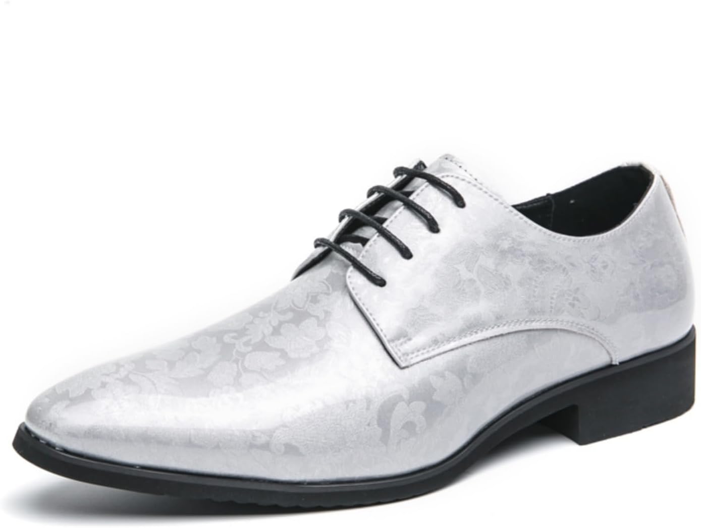 

Мужские ретро туфли Oxfords из лакированной кожи с принтом, шнуровкой, низким верхом, заостренным носком, с нескользящей подошвой и массивным каблуком, повседневные туфли Dreby для официальных мероприятий, бизнеса и свадеб Boaobaihuo, белый