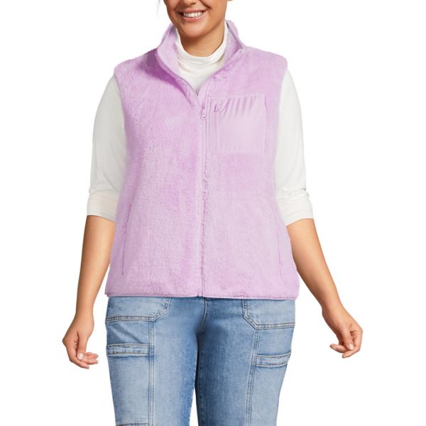 

Уютный жилет из шерпы большого размера Lands' End, цвет blushed lilac