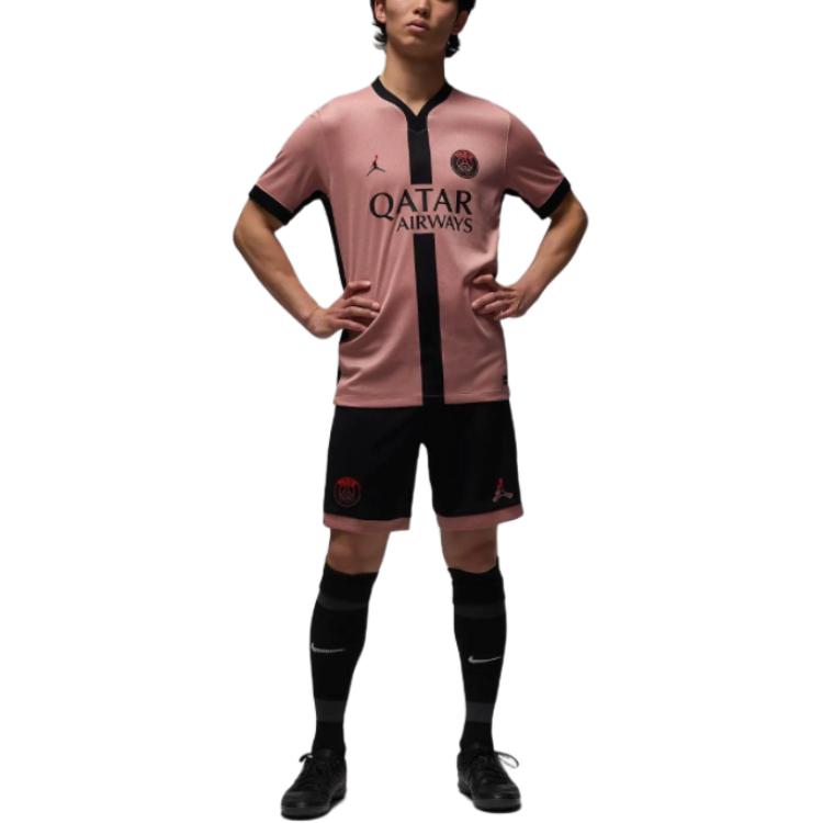 Париж Сен-Жермен 2024/25 Стадиум Третья Мужская Футболка Dri FIT Реплика Джерси Джордан, Ржаво-Розовый/Черный/Черный — фото 4