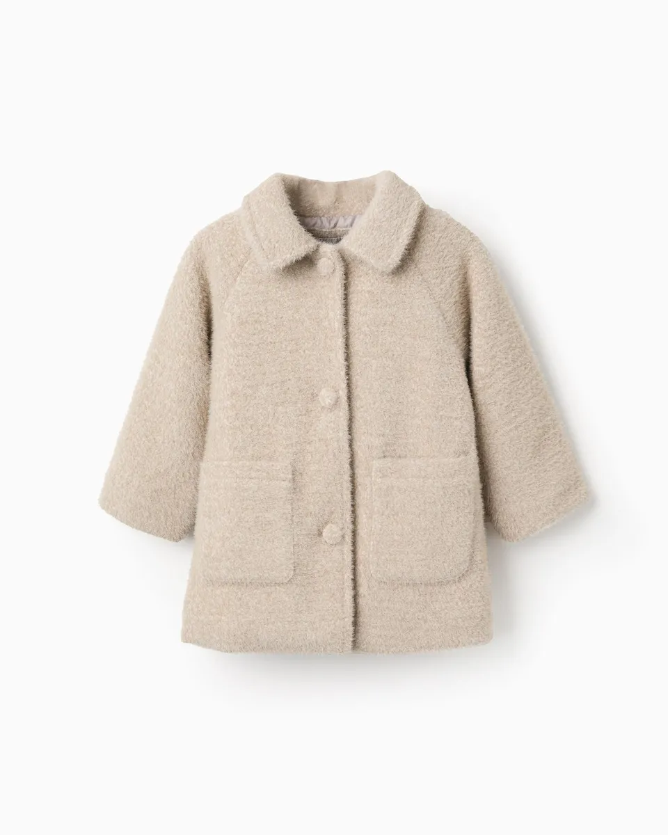 

Мягкая куртка для девочки с пуговицами Zippy, бежевый