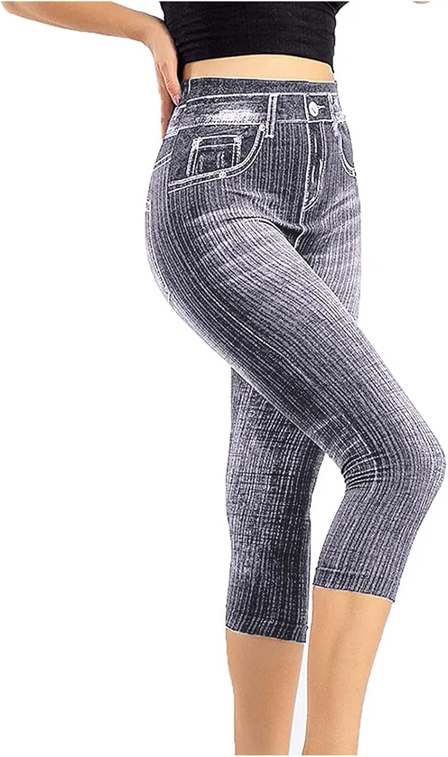 

Джинсы для женщин Casual Stretchy High Waisted Skinny Capri с задними карманами