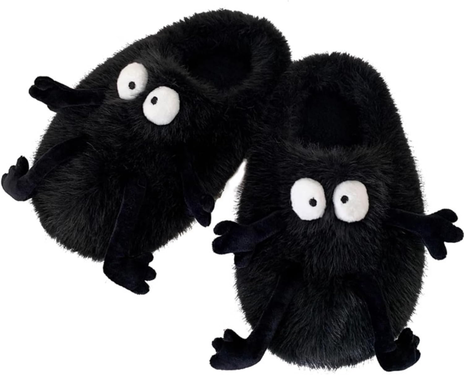 

YPNMR Милые пушистые тапочки с большими глазами для женщин и мужчин, меховые домашние тапочки для пар, зимние теплые, черный