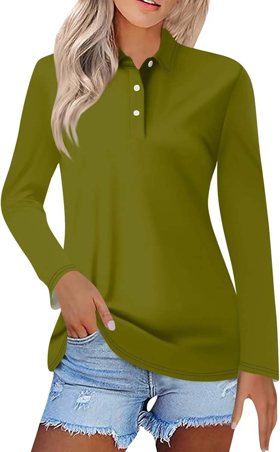 

Женская поло с лацканами и воротником на пуговицах Shusuen