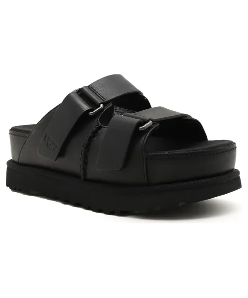 Кожаные тапочки с высокими слайдерами GoldenStar Ugg, черный