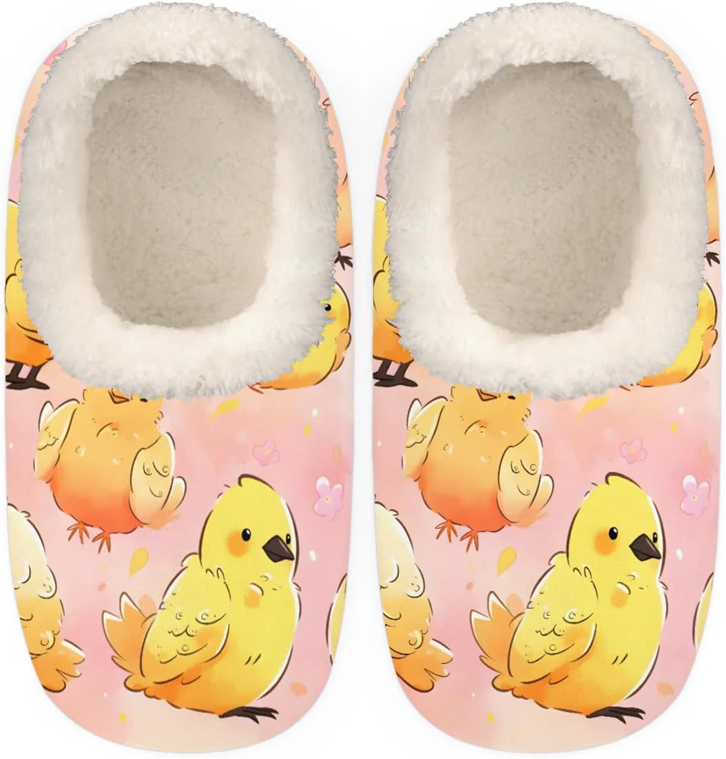 

Тапочки QsirBC с акварельным рисунком цыплят для женщин и мужчин, мягкие тапочки с эффектом памяти, с нескользящей подошвой, для дома и улицы, уютные и теплые, Watercolour Chicks Xl
