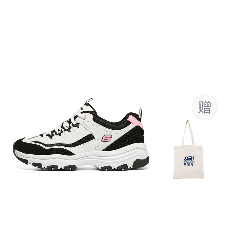 

Кроссовки Skechers D"Lites 1.0 Chunky Sneakers Women's Low-top Black/white/pink, черный/белый/розовый