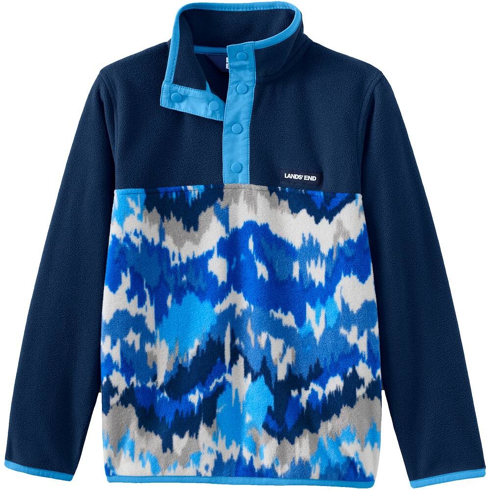 

Флисовый пуловер с воротником Lands' End Kids 2–20, цвет Navy Ikat