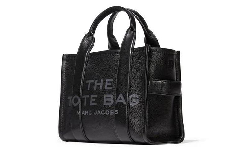 MARC JACOBS Миниатюрная дорожная кожаная сумка тоут черная — фото 2