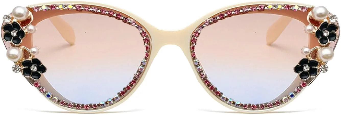 

Солнцезащитные очки Laureles с блестящими стразами в форме кошачьего глаза, разноцветные, женские, с защитой от УФ-излучения UV400, ретро-градиентные, Beige