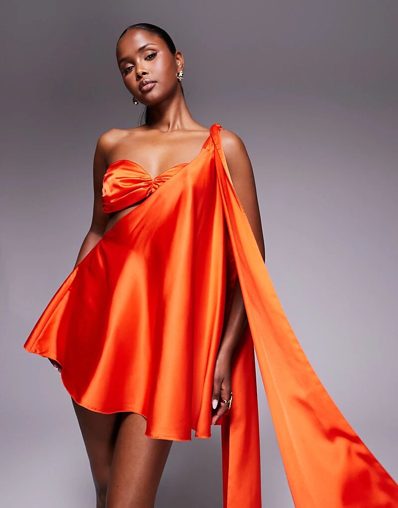 

Асимметричное мини-платье из атласа Circa Anthia от The Dolls House красного цвета