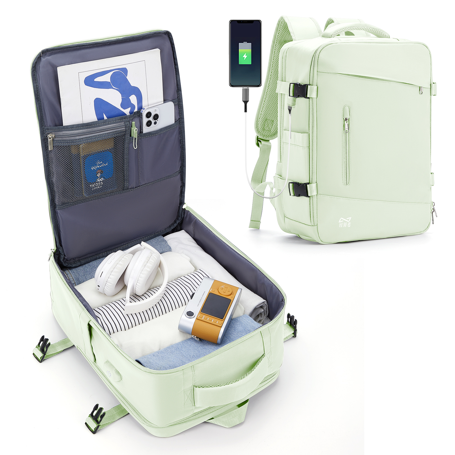 

KEYSTREET Тканевый дорожный рюкзак унисекс разноцветный, 9167 Mint Green[Includes Wet-Dry Separation Pocket+Individual Shoe Compartment]