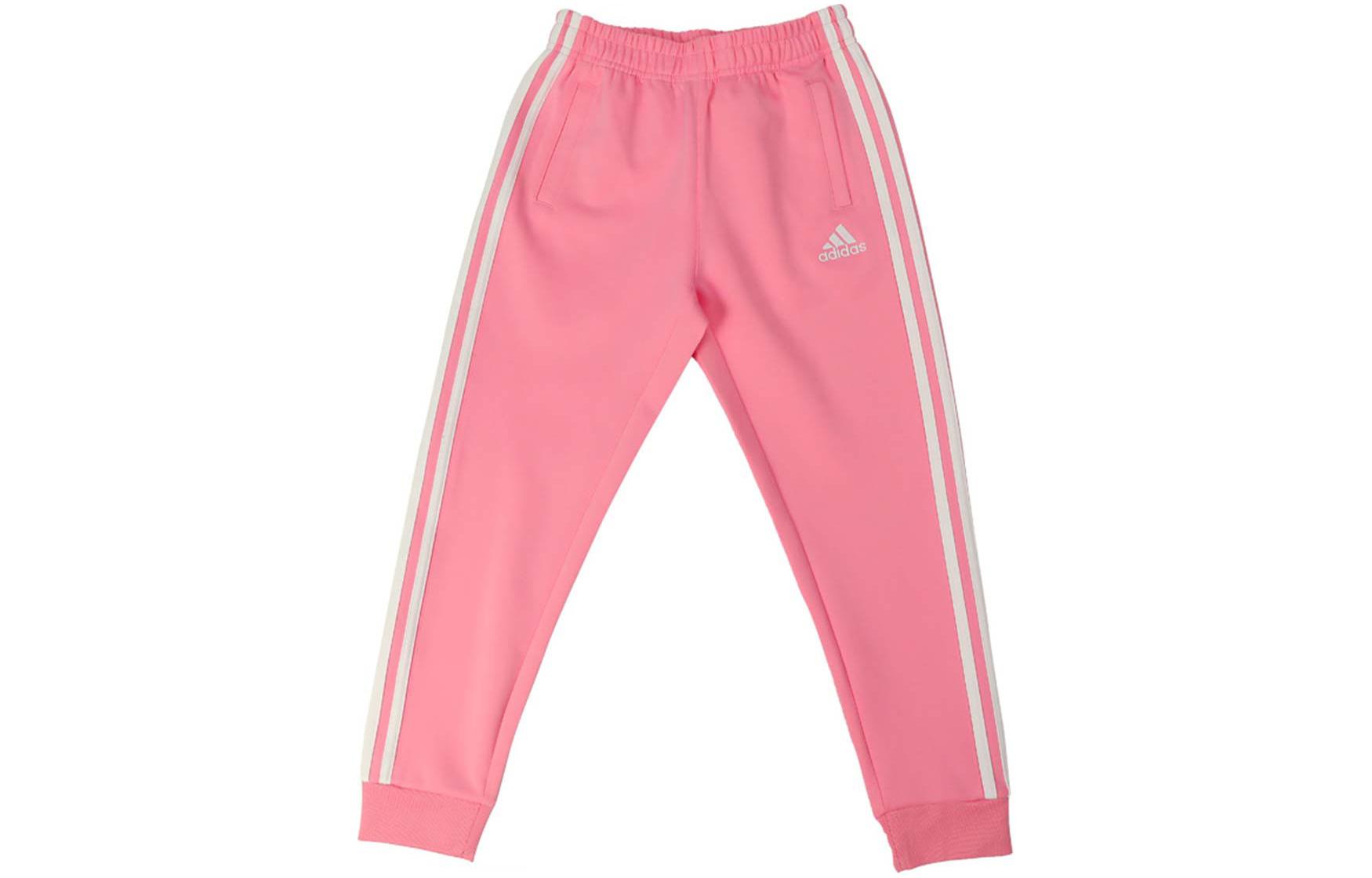 

Детские вязаные спортивные штаны розовые белые Adidas
