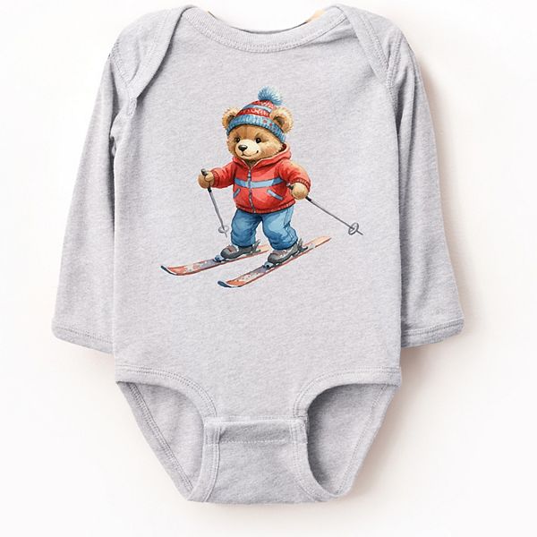 

Боди с длинным рукавом Skiing bear watercolor The Juniper Shop, Heather Grey