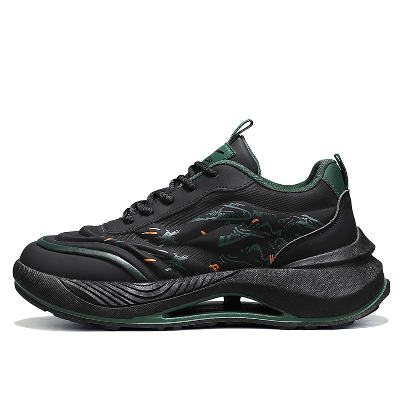 

Кроссовки для бега с низким верхом, нескользящие, износостойкие, легкие, с защитой отскока, мужские, черно-зеленые WARRIOR, Black Green