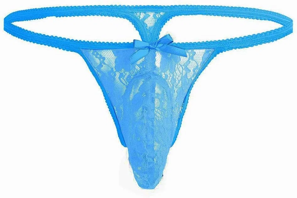 Трусы G-String, кружевные, Синий — фото 2