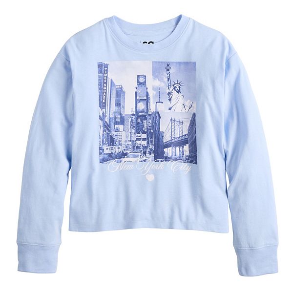 

Детская футболка с длинным рукавом и принтом, размеры 6-20, regular и plus So, New York City