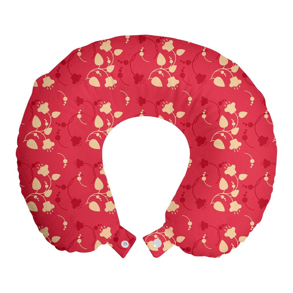 

Подушка для путешествий ABAKUHAUS Flowers, поддержка шеи, Spring Essential Wild Flora, пенопластовые дорожные принадлежности для самолета и автомобиля, 30x30 см, темно-коралловый киноварь