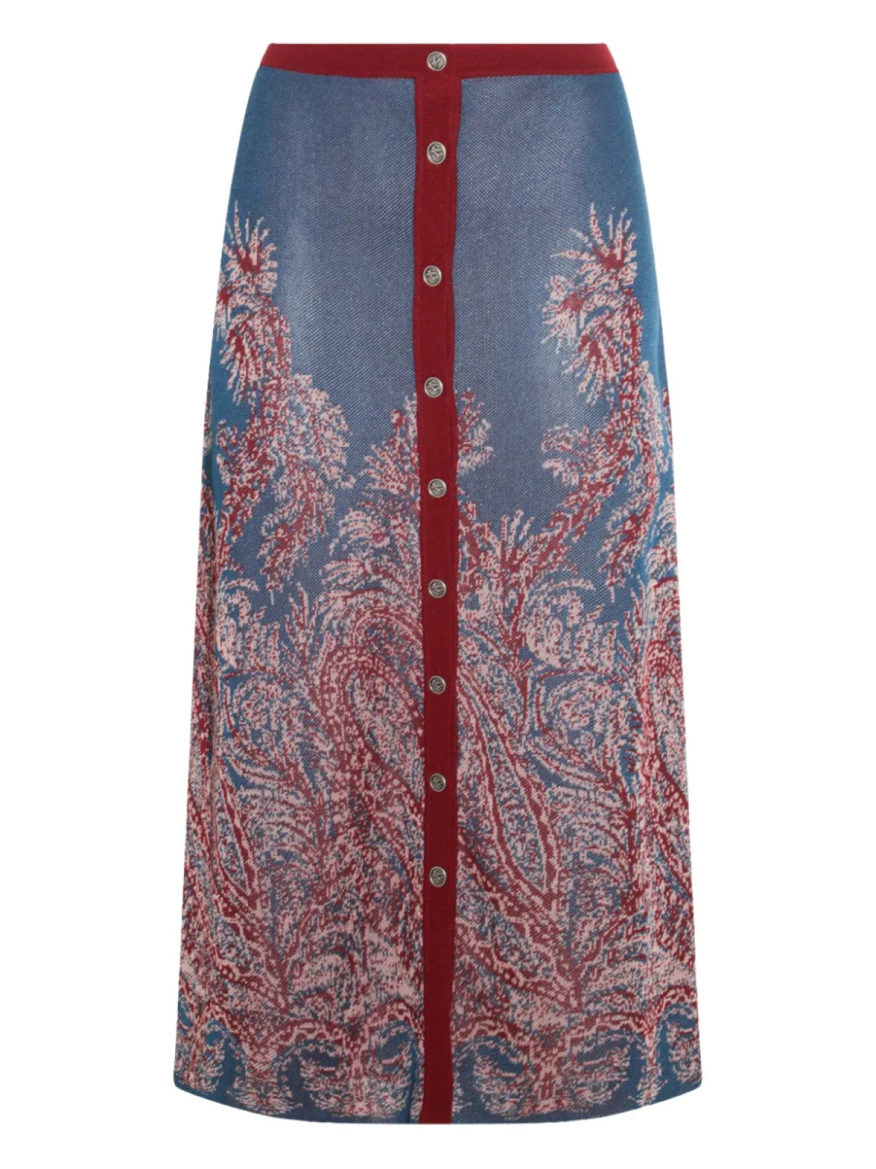 

Юбка ETRO с жаккардовым узором и узором пейсли на пуговицах спереди, синий