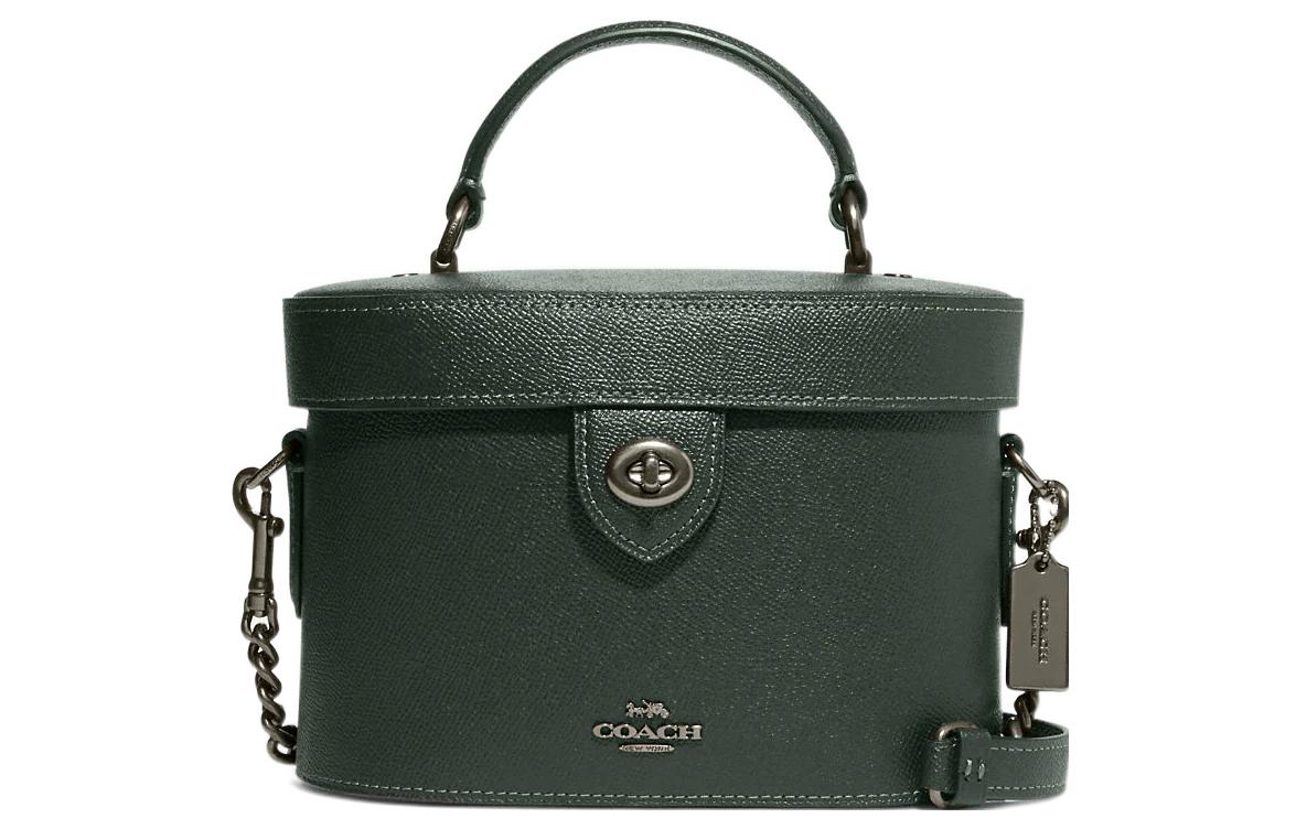 

Кошелек Кросс-Стич Кожаный Плечевой Рюкзак Сумка Через Плечо Маленький Размер Женский Темно-Зеленый COACH