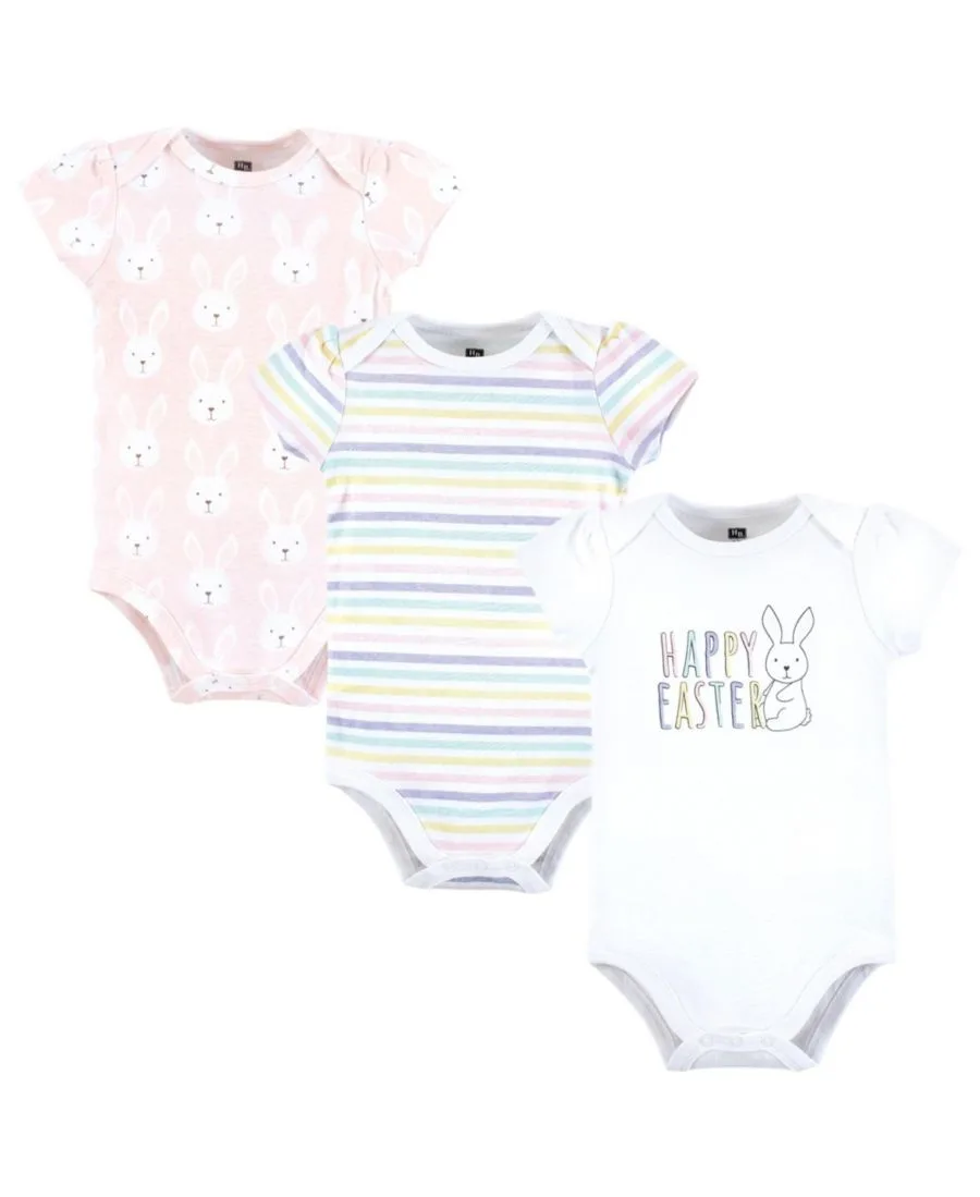 Комплект из 3 мягких хлопковых боди на каждый день Hudson Baby, easter bunny розовый