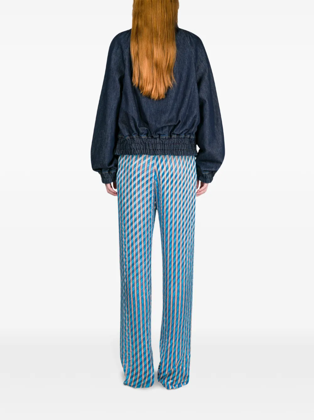 Джинсовая куртка-кокон с оборками DRIES VAN NOTEN, синий — фото 4