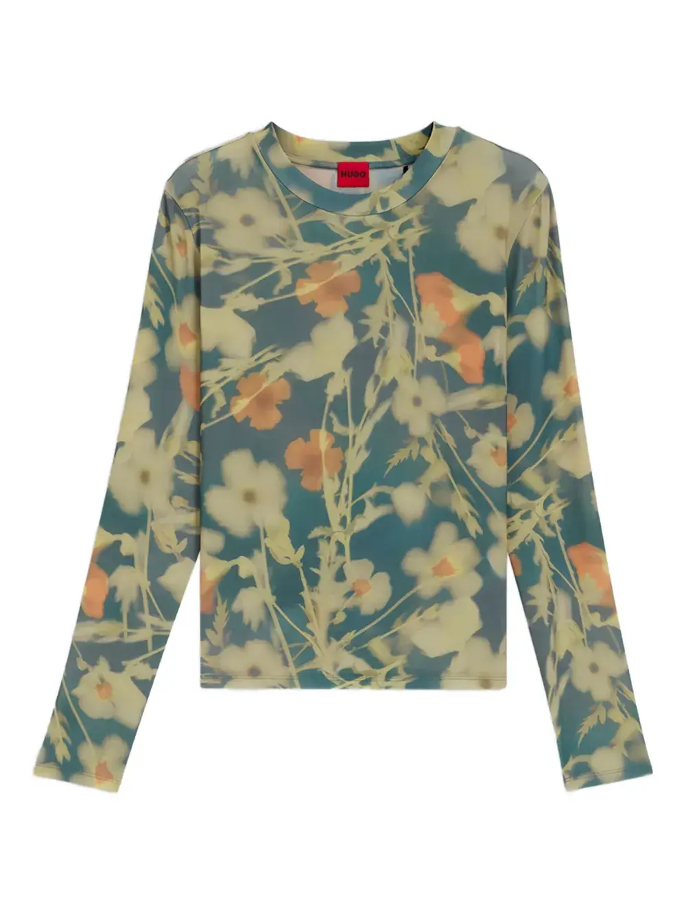 

Топ с длинными рукавами и цветочным принтом Hugo, синий